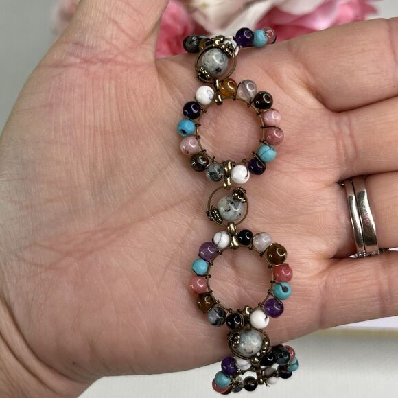 Plunder Design Fashion Jewelry Sun Sational Seed Bead Pink Turq Magnet Bracelet - Picture 7 of 9